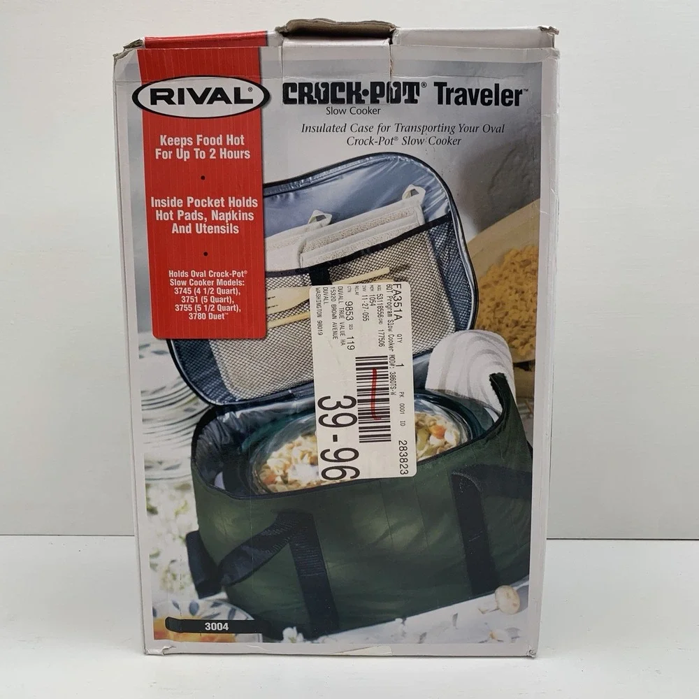 Crock-Pot Traveler Slow Cooker Travel Bag Insulated Carrier 4.5 - 5.5 Qt Oval